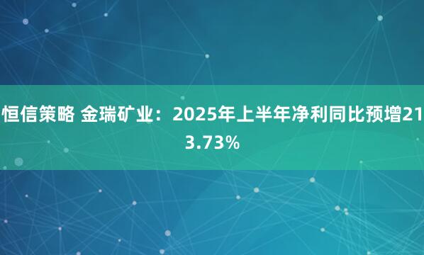 恒信策略 金瑞矿业：2025年上半年净利同比预增213.73%
