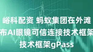 峪科配资 蚂蚁集团在外滩大会发布AI眼镜可信连接技术框架gPass
